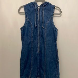 Vintage LA Blues Jean Dress With Hood Sleeveless Size Small